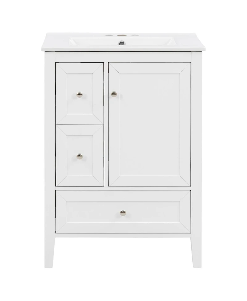Sillysis Bathroom Vanity with Sink,Freestanding Storage Cabinet, Soft Close Drawers and Door, Solid Wood Legs