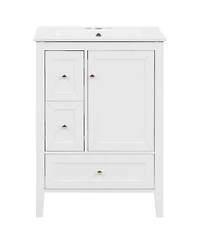Sillysis Bathroom Vanity with Sink,Freestanding Storage Cabinet, Soft Close Drawers and Door, Solid Wood Legs