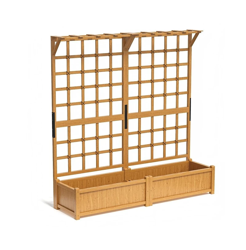 Aoxun 72" Cedar Planter and Trellis Combo C Freestanding Garden Tower