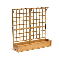 Aoxun 72" Cedar Planter and Trellis Combo C Freestanding Garden Tower