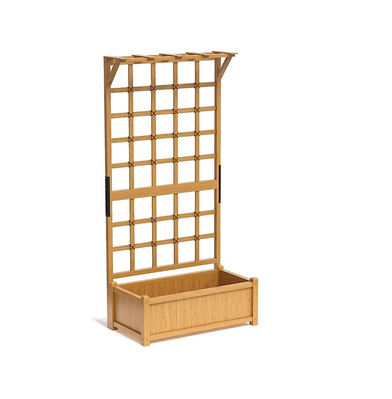 Aoxun 72" Cedar Planter and Trellis Combo C Freestanding Garden Tower in Honey