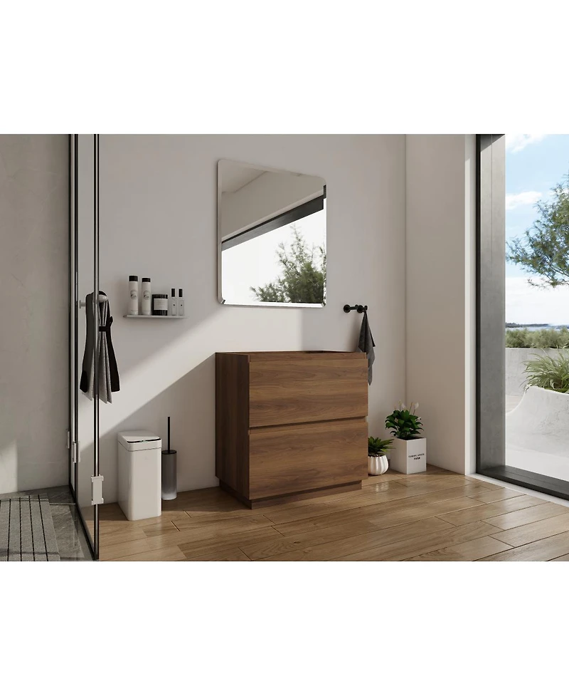 Sillysis Bathroom Vanity Cabinet Only, Freestanding Engineered Wood with 2 Drawers, Minimalist Storage for Small Bathrooms