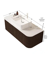 Sillysis Wall Mounted Bathroom Vanity with Ceramic Sink, Plywood Cabinet, Soft Close Drawer, Pre-assembled