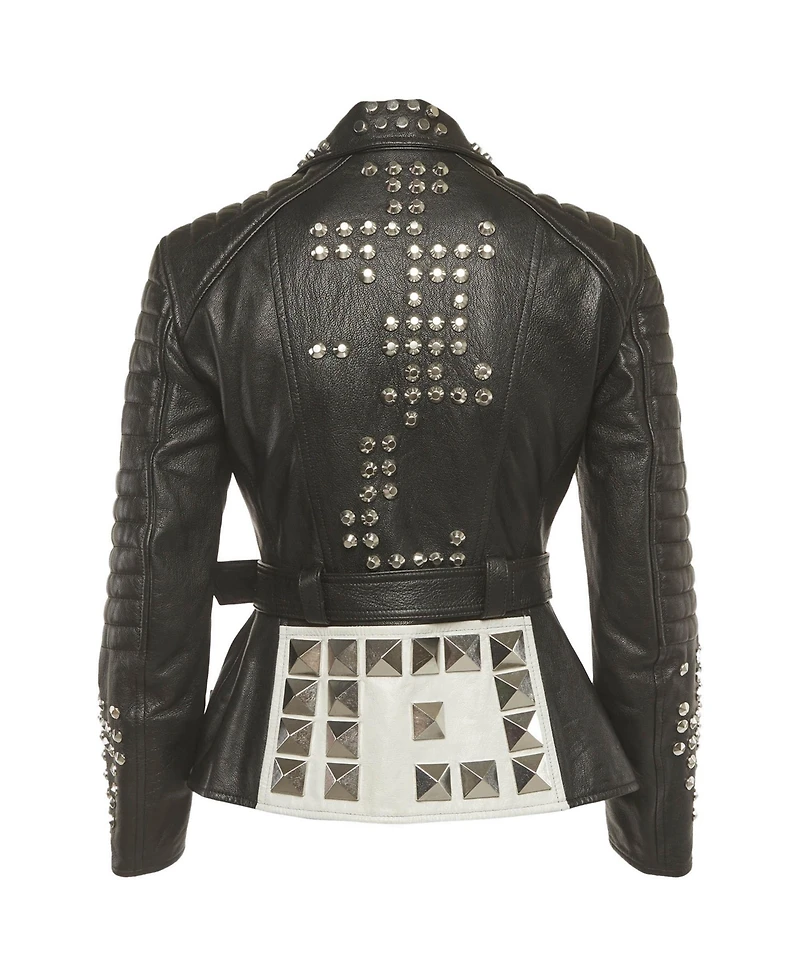Pre-Owned Alexander Mcqueen Women's Leather Studded Biker Jacket