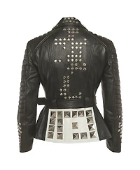 Pre-Owned Alexander Mcqueen Women's Leather Studded Biker Jacket