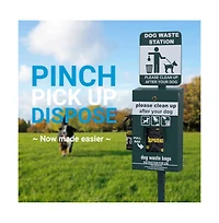 Emma+Oliver Kirk Locking Dog Waste Bag Dispenser With Glow In The Dark Sign, Hand Sanitizer Bottle And Rain Guard