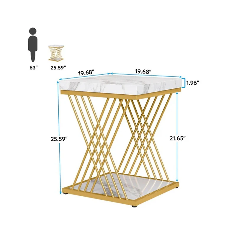 Slickblue Modern 2 Tier Side Table for Bedside Sofa and Small Spaces