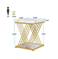 Slickblue Modern 2 Tier Side Table for Bedside Sofa and Small Spaces