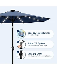 gaomon 9 Feet Outdoor Table Solar Patio Umbrella With 32 Led Lights, Uv Protection For Pool, Deck