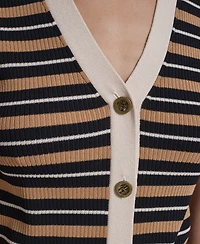 Karl Lagerfeld Paris Women's Striped Collared Tank Top