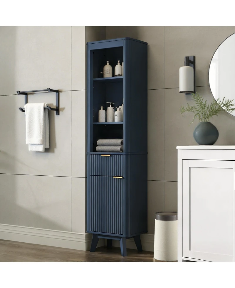 Phying 68" H Tall Bathroom Storage Cabinet with Adjustable Shelves and One Drawer and Door, Storage Cabinet for Bathroom, Living Room