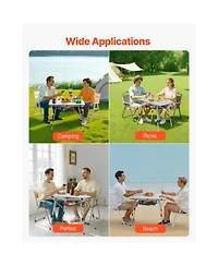 Yiortwo Folding Portable Camping Table, Aluminum Roll Up Picnic Table with Mesh Shelf
