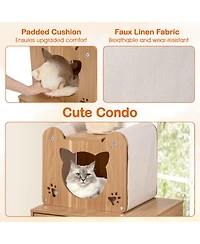 Gymax Floor to Ceiling Cat Tree for Indoor Cats 101''-108.5'' Height Adjustable Tall Cat Tower