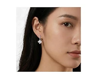 Genevive Dainty Gold Plated Princess and Baguette Cz Drop Earrings
