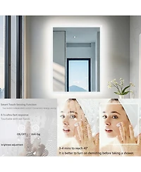 Luvodi 24" x 32" Rectangular Wall Mirror Anti-Fog Led Mirror Stepless Dimmable Lighted Bathroom Mirror