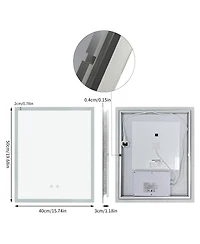 Luvodi 16" x 20" Rectangular Wall Mirror Anti-Fog Led Mirror Stepless Dimmable Lighted Bathroom Mirror