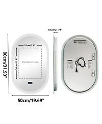 Luvodi 32"x20" Smart Oval Led Bathroom Mirror Bluetooth Speaker Time Temperature Display Front&Back Lit Memory Function