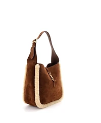 Pre-Owned Saint Laurent Small Le 5 a 7 Supple Hobo Suede with Shearling