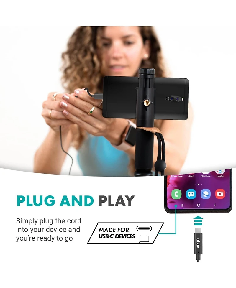 Movo uLav - Wired Omnidirectional Usb-c Lavalier Clip On Microphone
