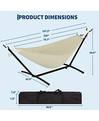 GarveeLife Heavy Duty Double Hammock with Steel Stand - 2 Person Outdoor Hammock, Portable, Space-Saving, 450 lbs Capacity, Carry Bag