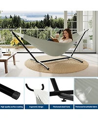 GarveeLife Heavy Duty Double Hammock with Steel Stand - 2 Person Outdoor Hammock, Portable, Space-Saving, 450 lbs Capacity, with Carry Bag