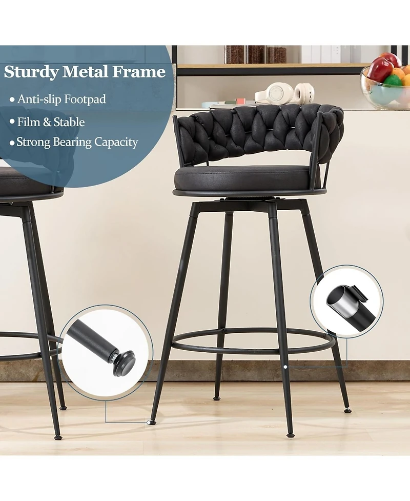 Dyhome Set of 2 28 Inch Bar Stools, 360degree(s) Swivel Modern Counter Height Stools