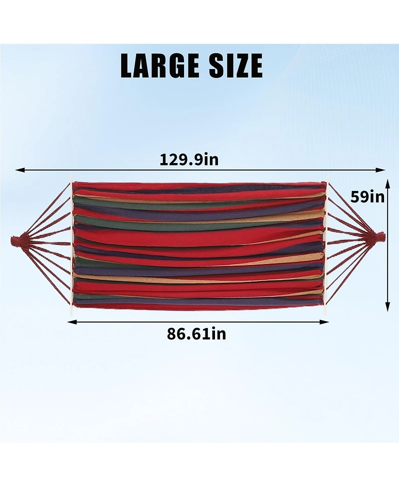 GarveeLife Portable Double Camping Hammock with Tree Straps and Anti-Roll Balance Beam - 500lbs Capacity - Ideal for Patio, Backyard