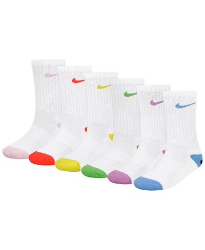 Nike Boys' and Girls' 4-7 Smiley Dri-fit Crew Socks, 6-Pack