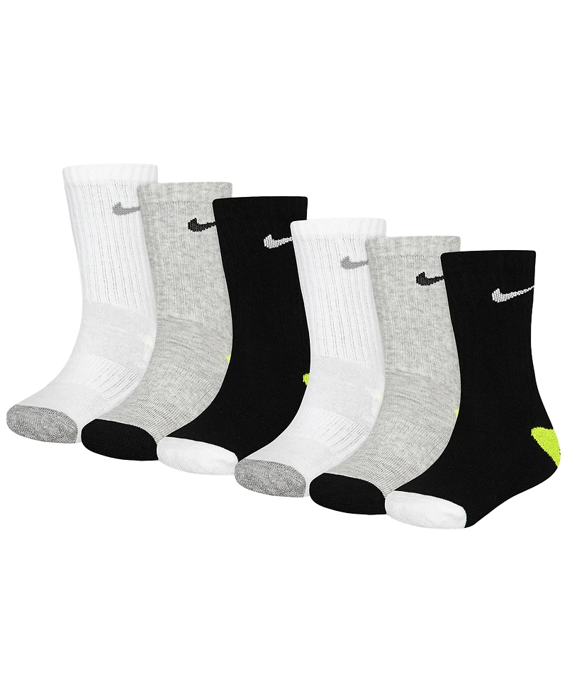 Nike Boys' and Girls' 4-7 Smiley Dri-fit Crew Socks, 6-Pack