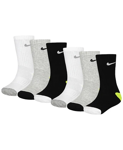 Nike Boys' and Girls' 4-7 Smiley Dri-fit Crew Socks, 6-Pack
