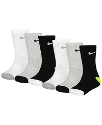 Nike Boys' and Girls' 4-7 Smiley Dri-fit Crew Socks, 6-Pack