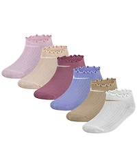 Nike Girls' 4-7 Lettuce Welt No-Show Socks, 6-Pack