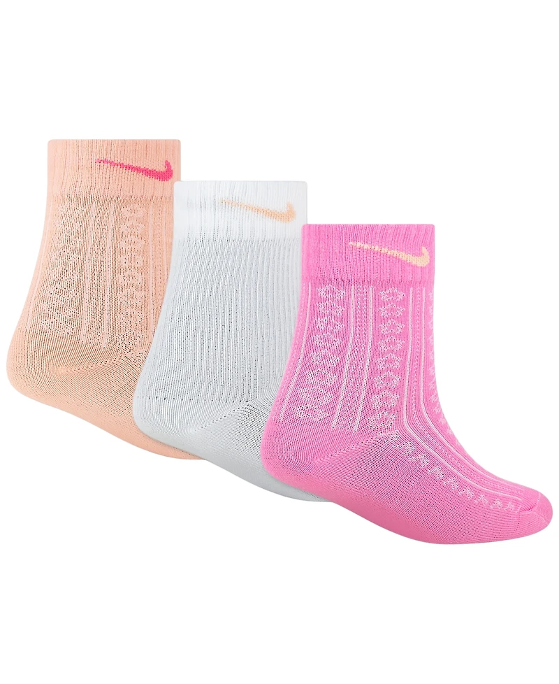 Nike Girls' 4-7 Easy Breezy Pointelle Socks, 3-Pack