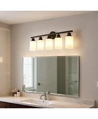 Midola 5-Light Matte Wall Lamps with White Glass Shades (No Bulbs) Sconce Lighting for Bedroom Living Room