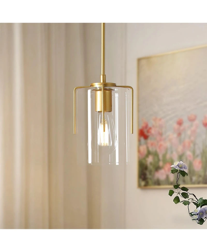Midola Farmhouse Pendant Light, 1-Light Clear Glass Kitchen Island Light for Dining Table, Adjustable Modern Hanging Ceiling Fixture for Home
