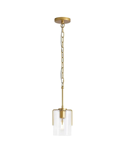 Midola Farmhouse Pendant Light, 1-Light Clear Glass Kitchen Island Light for Dining Table, Adjustable Modern Hanging Ceiling Fixture for Home
