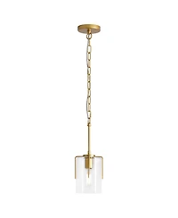 Midola Farmhouse Pendant Light, 1-Light Clear Glass Kitchen Island Light for Dining Table, Adjustable Modern Hanging Ceiling Fixture for Home