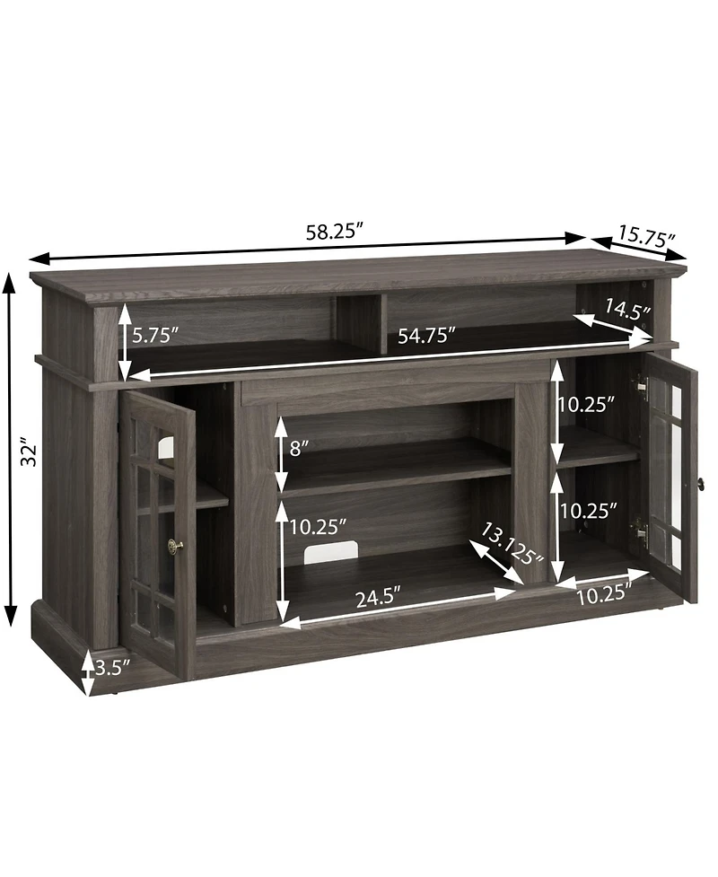 Rainsken Farmhouse Wood Tv Stand, with Open and Closed Storage Space, for Up to 65" , Home Entertainment Console Table, Living Room
