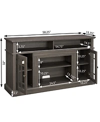 Rainsken Farmhouse Wood Tv Stand, with Open and Closed Storage Space, for Up to 65" , Home Entertainment Console Table, Living Room