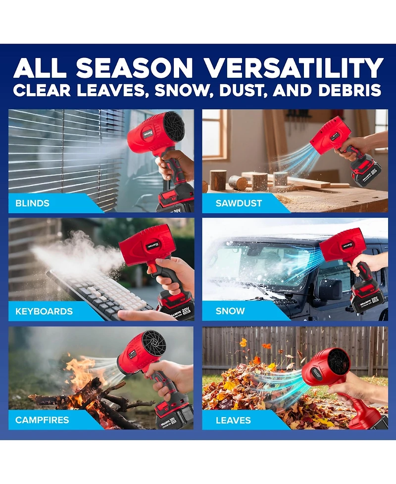 Bullseye Blower 20V Rechargeable Cordless Leaf Blower Dust Air Snow Blower 24,000 Rpm Handheld Electric Blower with Battery and Charger