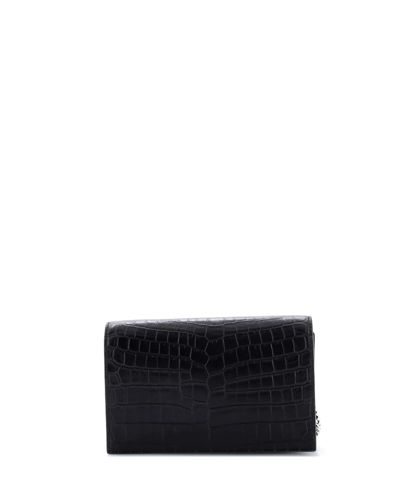 Pre-Owned Saint Laurent Classic Monogram Tassel Chain Wallet Embossed Leather