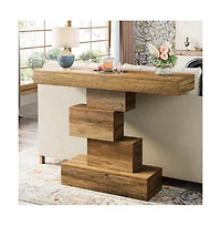 Slickblue 42" Wood Console Table with Geometric Base for Sofa