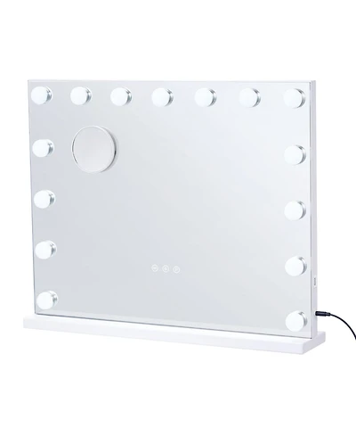 Phying Vanity Mirror With Lights 15 Dimmable Bulbs 3 Color Lighting Modes Makeup Mirror With Detachable 5X Magnification Usb Port Smart Touch Control