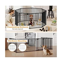 Ruie 8-Panel Extra Wide Pet Safety Gate Adjustable Auto-Close Door