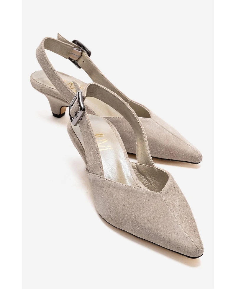 Forever and Always Women's Shoes Dioris Leather Slingback Kitten Heel Pump