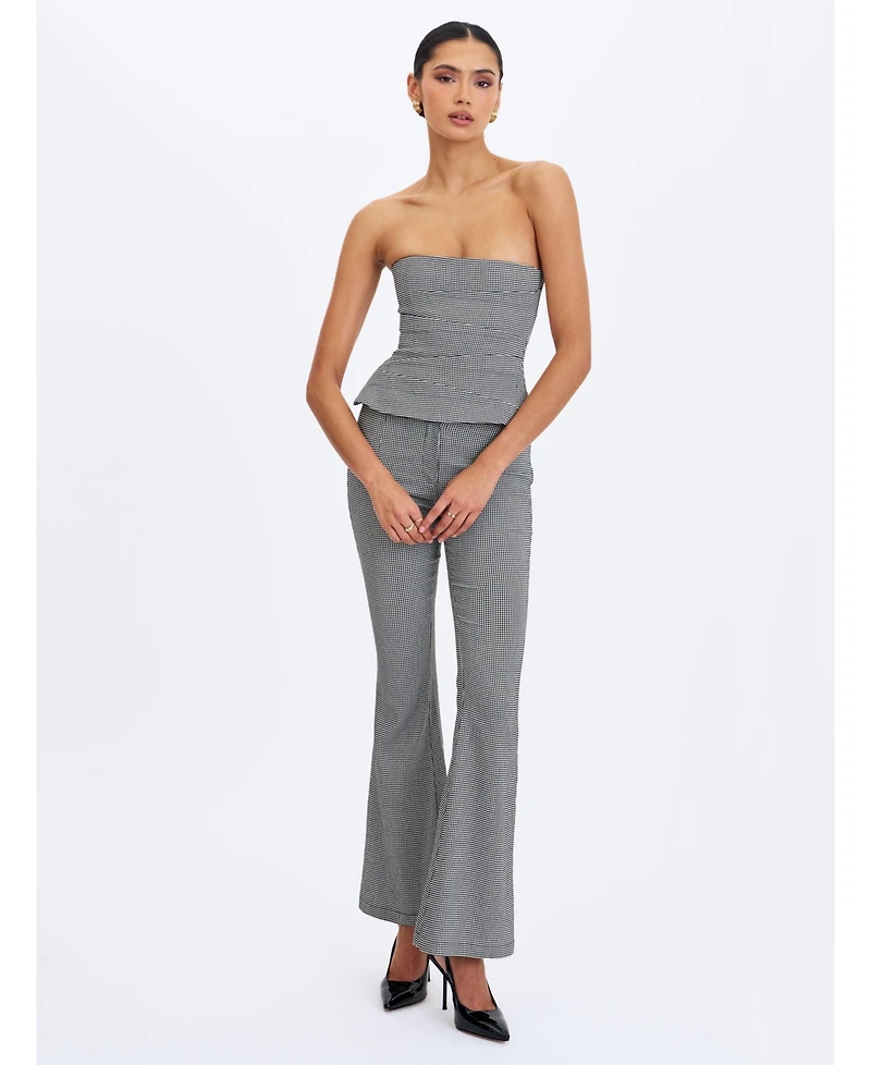 Miss Circle Women's Ulla Micro-Houndstooth Strapless Peplum Top