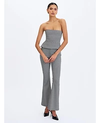 Miss Circle Women's Ulla Micro-Houndstooth Strapless Peplum Top