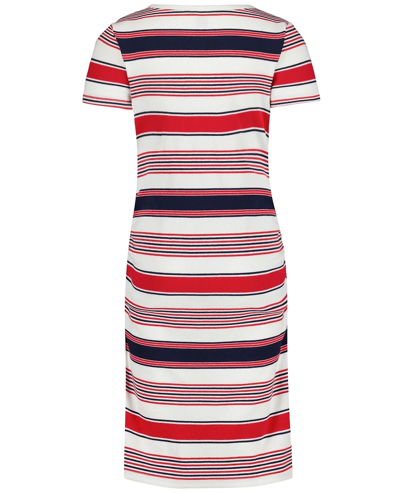 Tommy Hilfiger Girls' 7-16 Striped Ribbed Short-Sleeve Dress