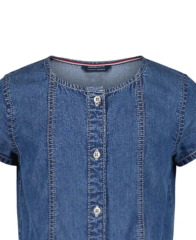 Tommy Hilfiger Girls' 4-16 Denim Short-Sleeve Dress