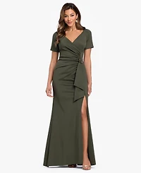 Xscape Women's Short-Sleeve V-Neck Ball Gown